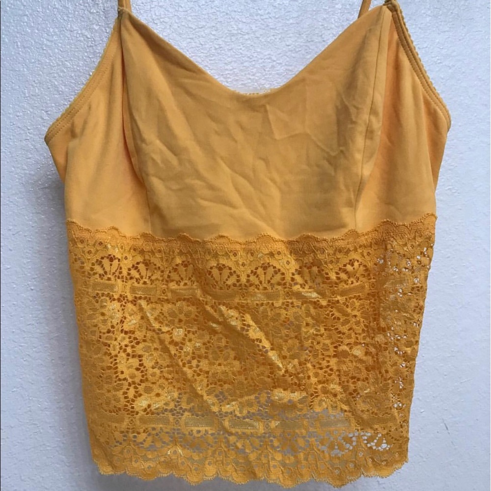 Yellow lace crop top