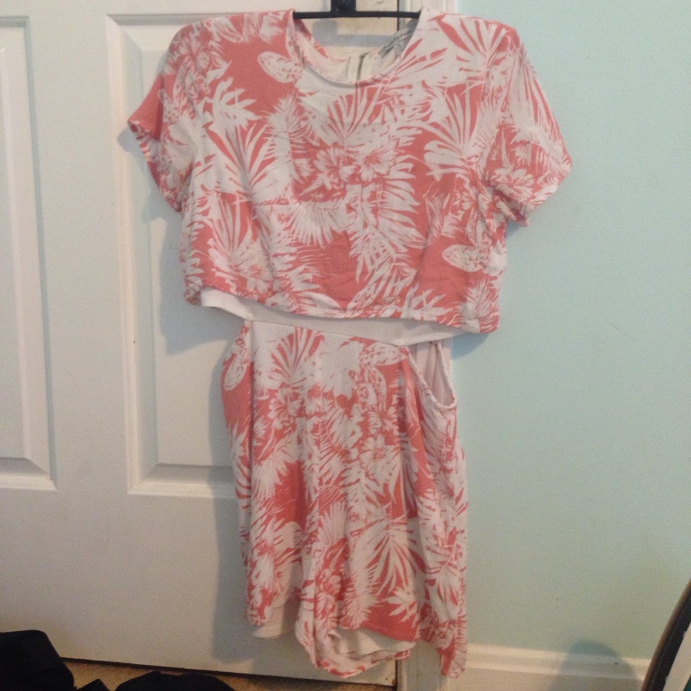 Pink floral romper