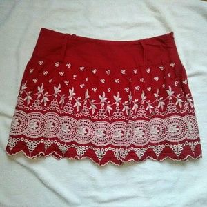Rachael & Chloe Red Embroidered Skirt