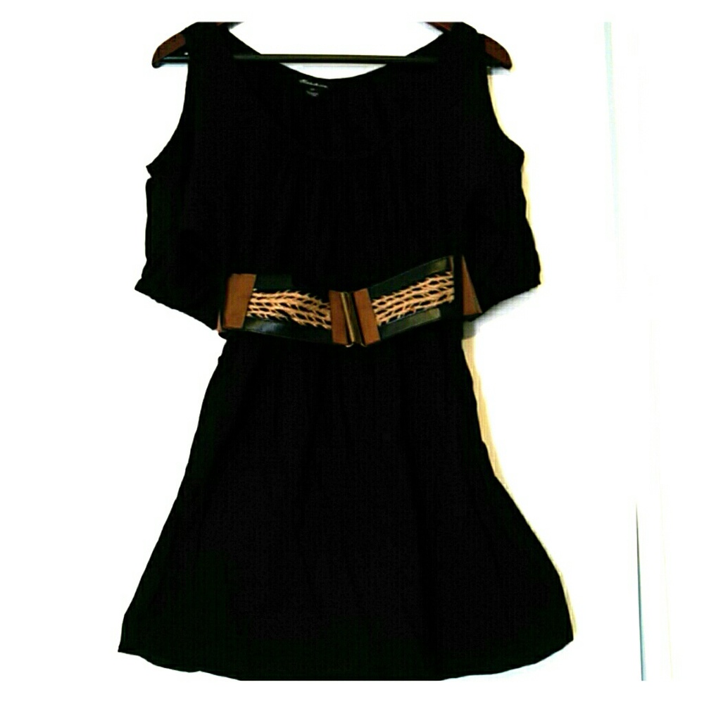 Cut Out Shoulders Black Dress