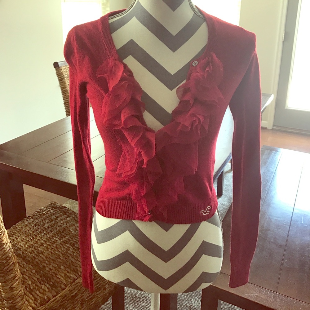 Hollister deep red cardigan