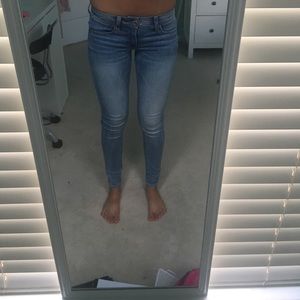 American Eagle light wash jeggings.