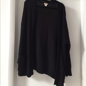 Black Open Knit Cardigan