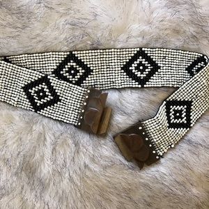 Beaded Belt with Wooden Closure