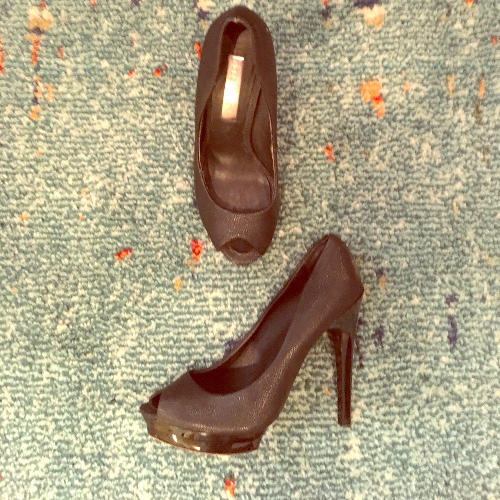 BCBG Max Azria Black Textured Peep Toe Pump