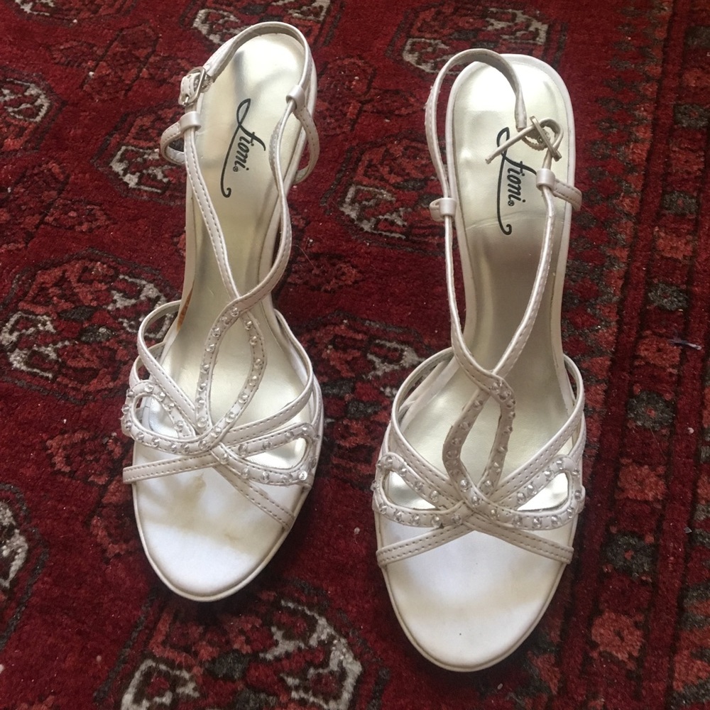 White with silver beads sandals