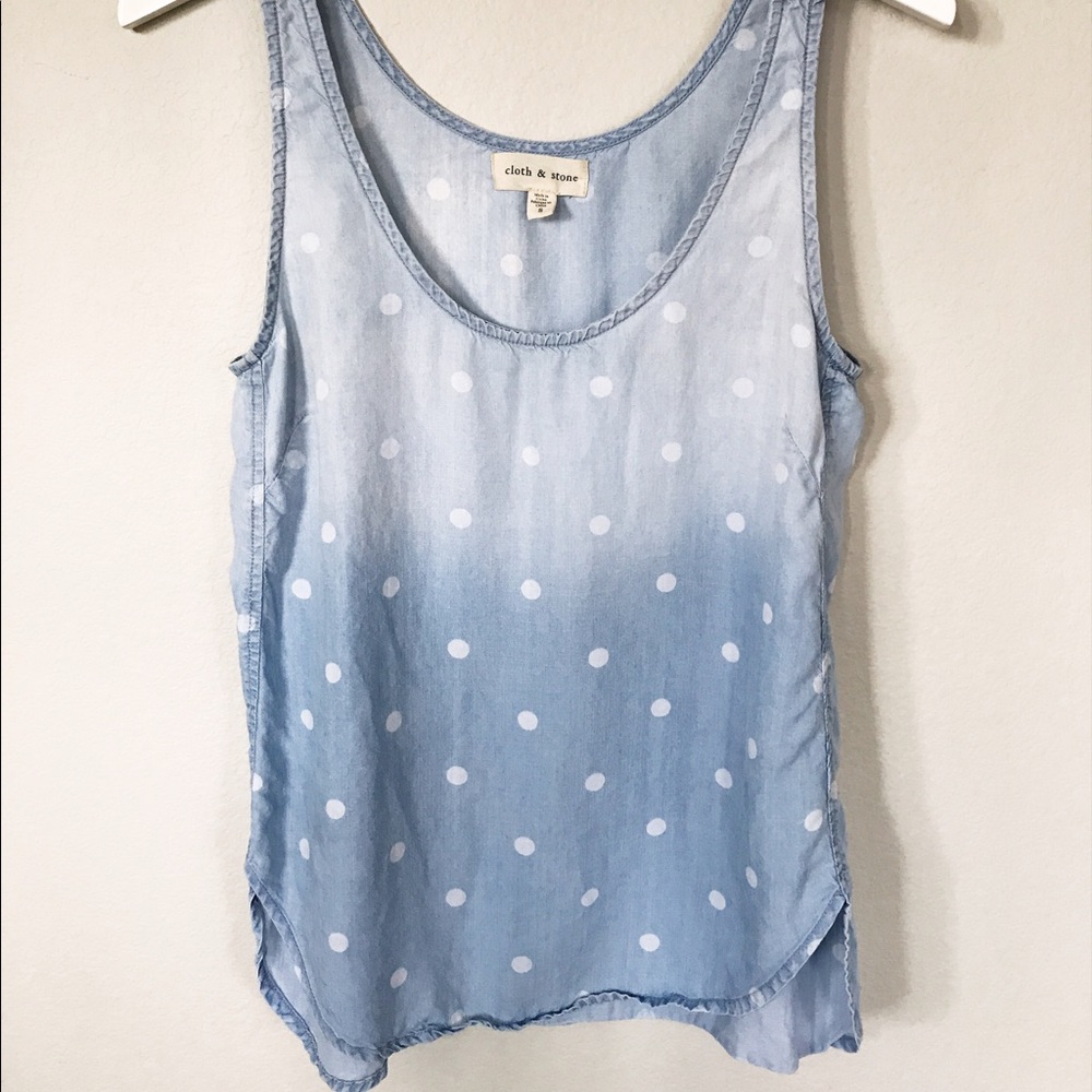 Anthropologie Cloth & Stone Chambray Polkadot Tank