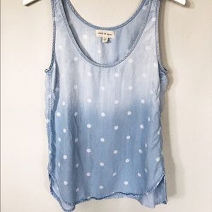 Anthropologie Cloth & Stone Chambray Polkadot Tank