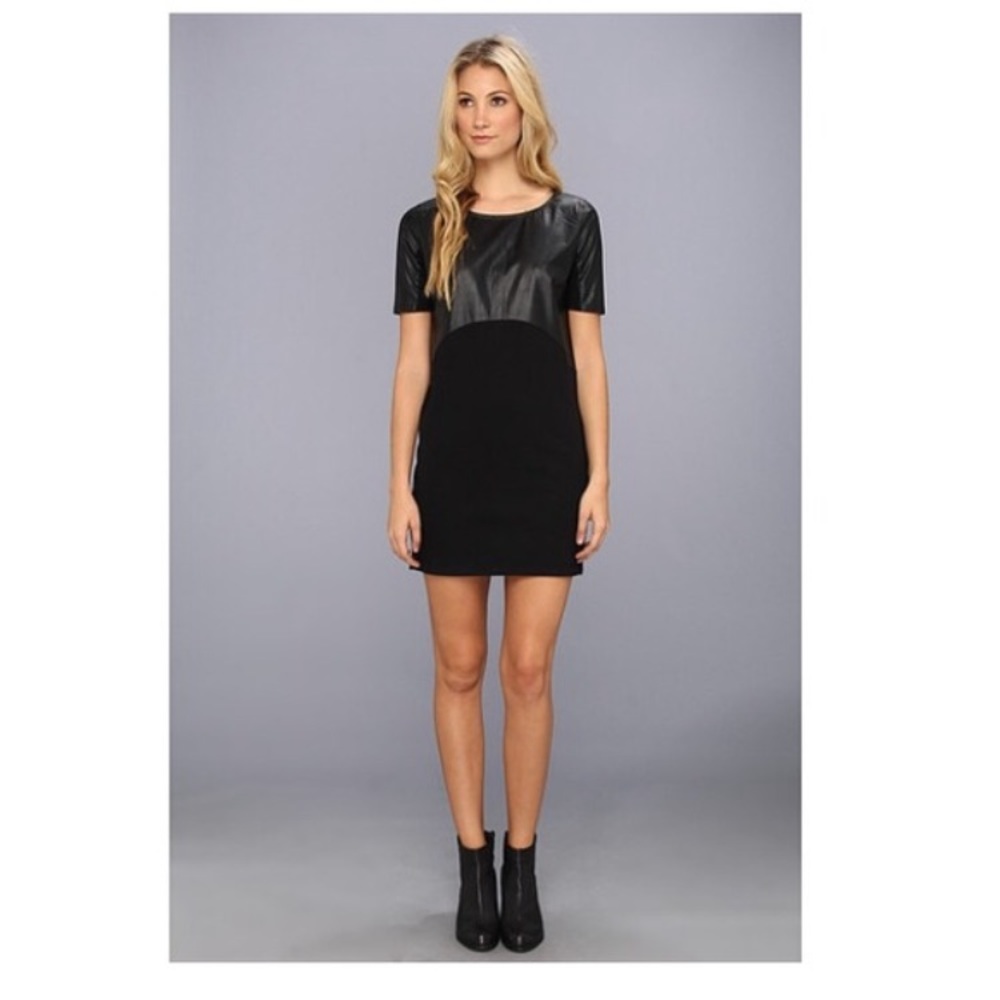 C&C California Faux Leather and Ponte Dress