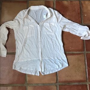 Cream and gray tshirt material button down