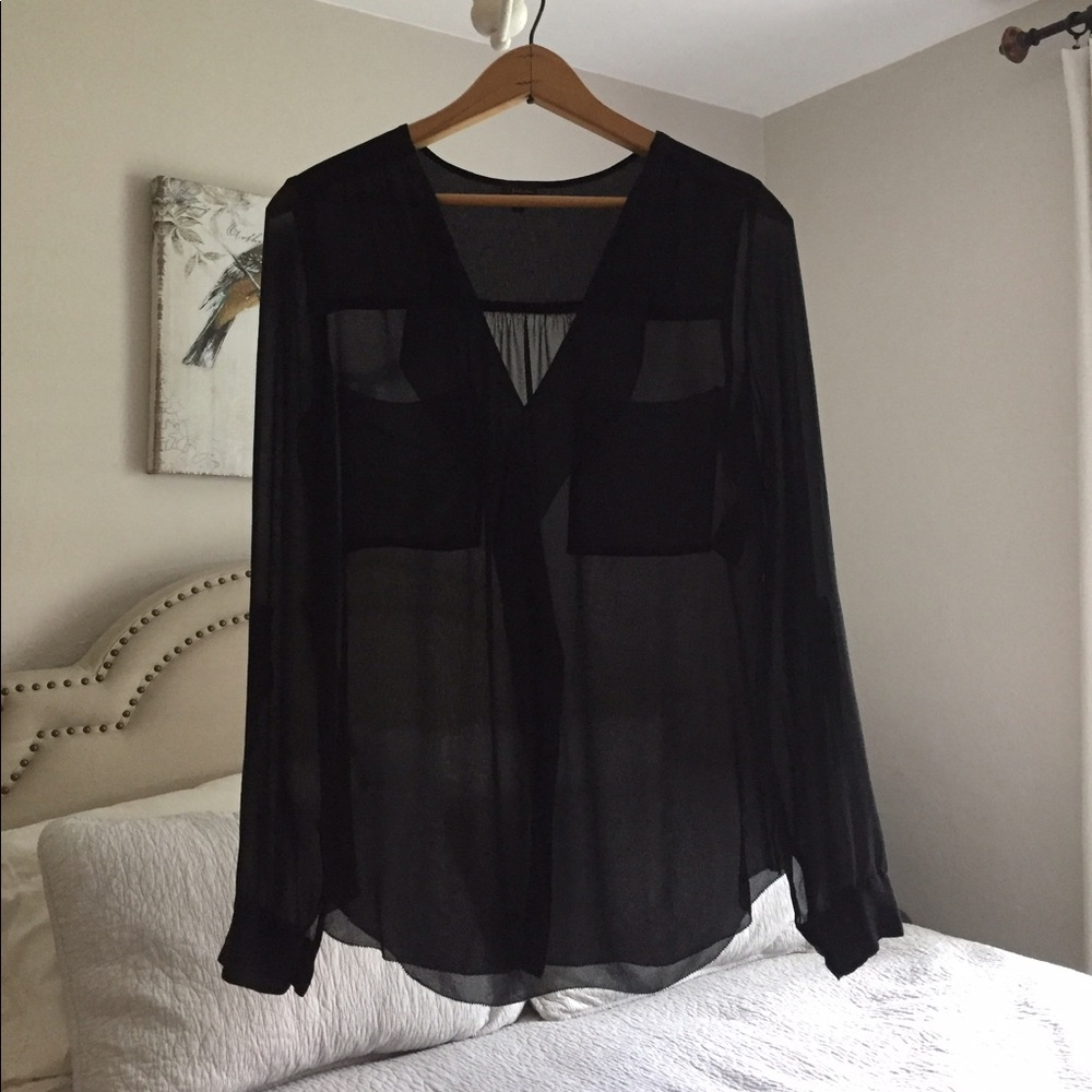 T. Babaton Aritzia Black Silk Blouse Size XS