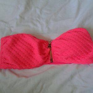 Strapless Neon Pink Bikini Top