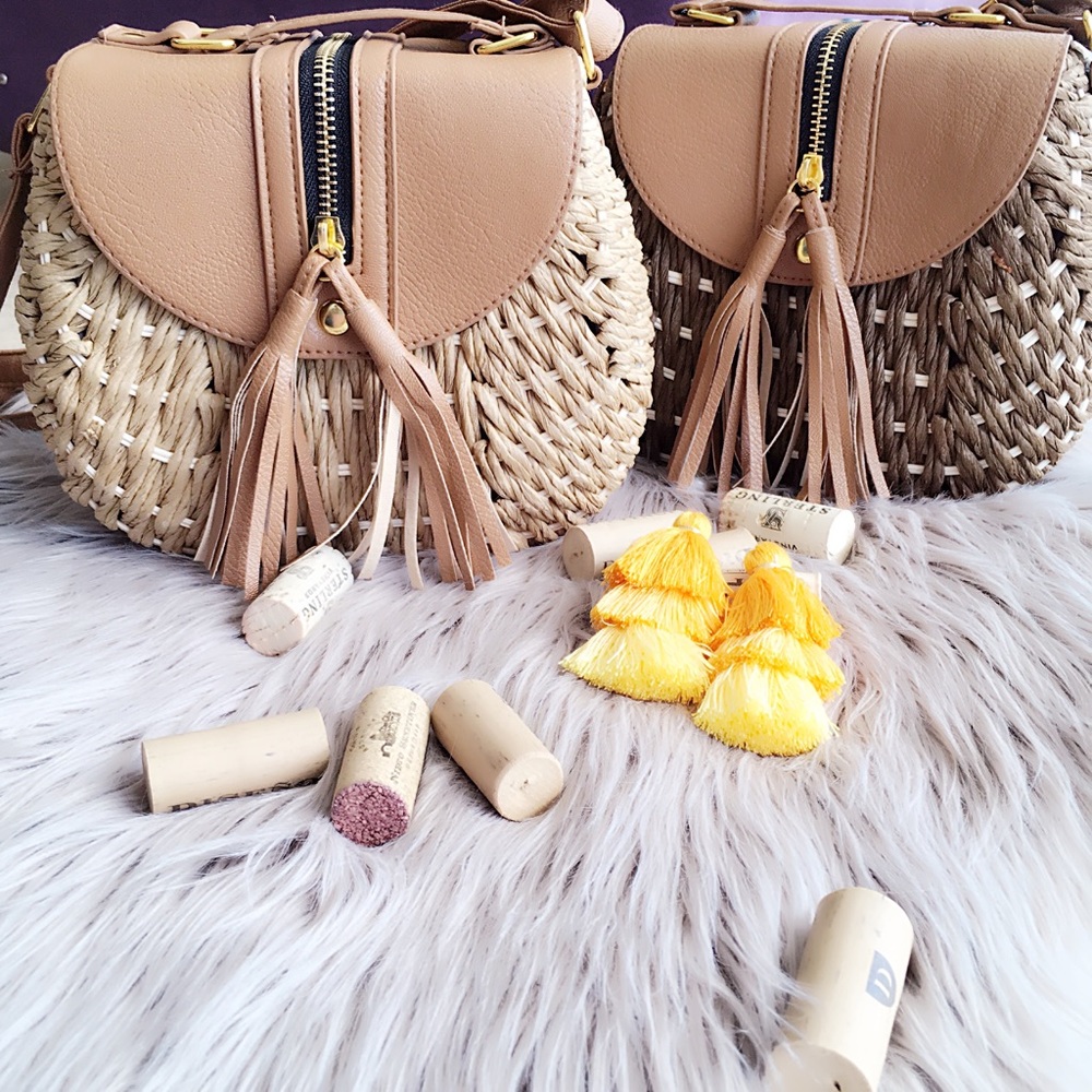 ❣️1 LEFT IN BROWN ❣️STRAW CROSS-BODY BAG - Picture 2 of 8