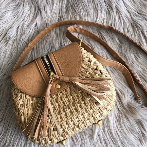 ❣️1 LEFT IN BROWN ❣️STRAW CROSS-BODY BAG - Picture 4 of 8