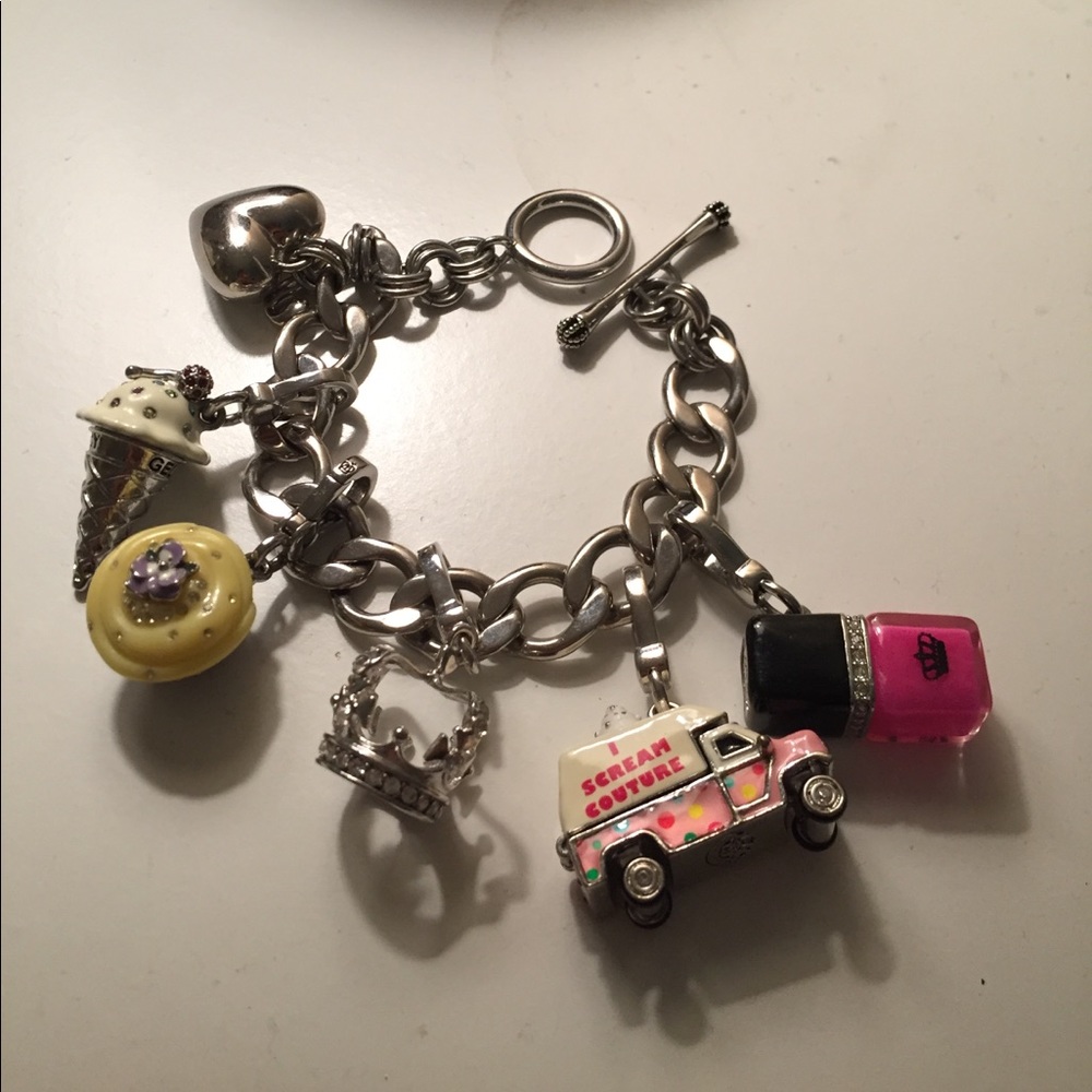Silver Juicy Couture charm bracelet with 5 charms