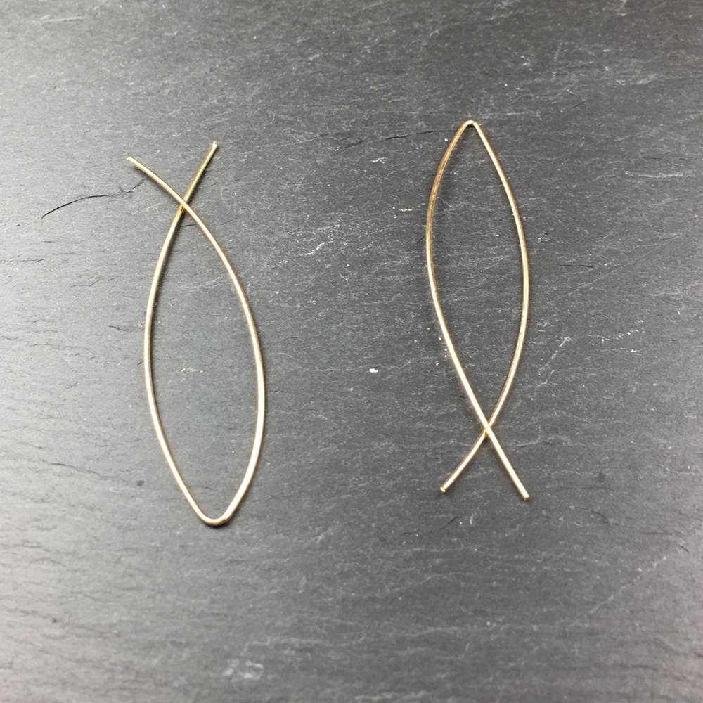 Gold Fish Hoop Earrings - Picture 4 of 6