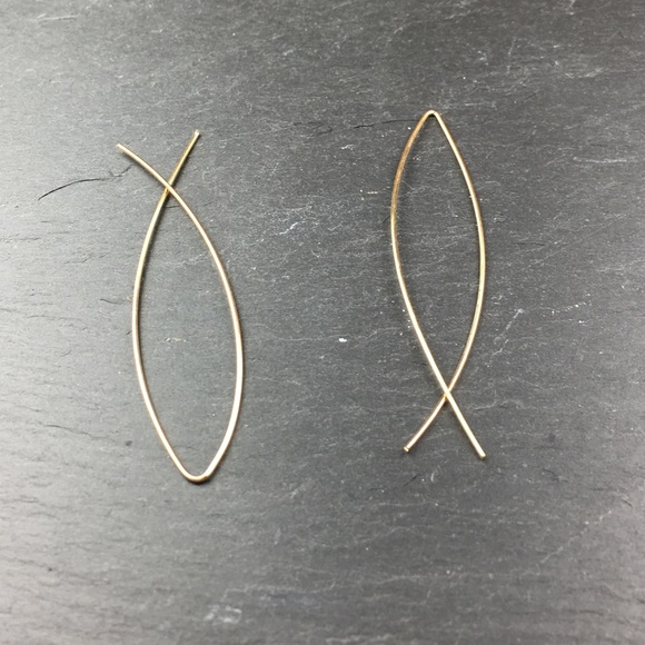 Gold Fish Hoop Earrings - Picture 4 of 6