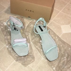 Zara Collection Suede Sandals (Aqua)