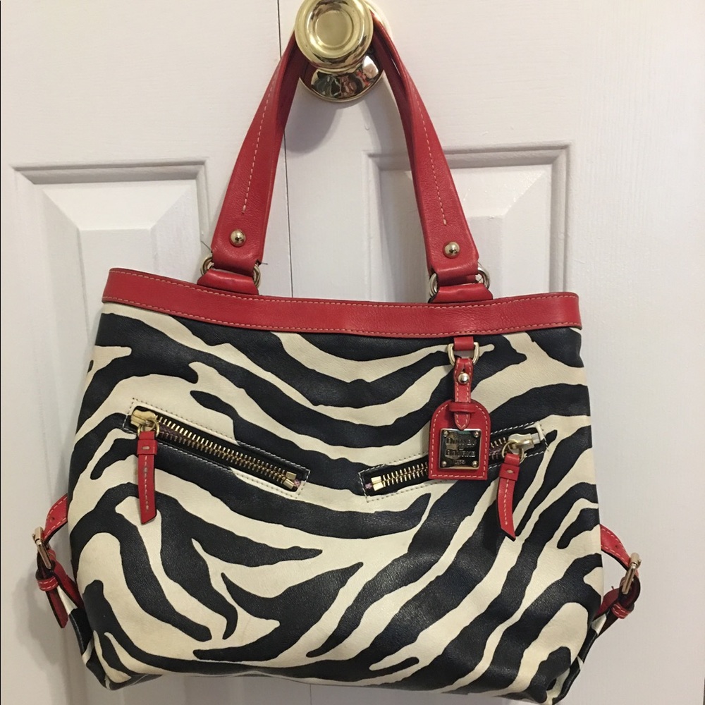 Authentic Dooney & Bourke zebra print shoulder bag