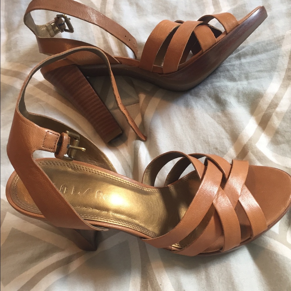 Gorgeous beige high heeled strappy sandals