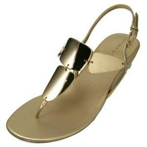 Women's Gold Shiny Metal Sandals Size 9