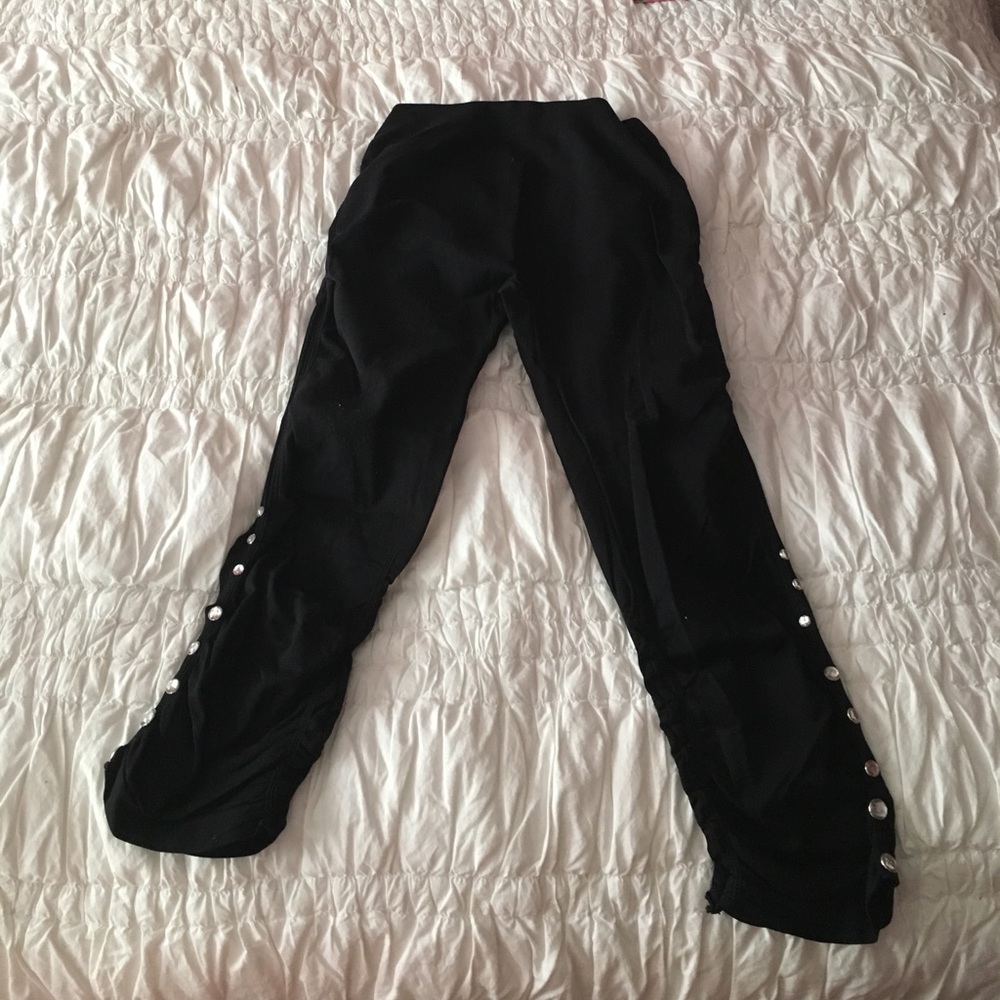 Black Capri pants with gems on sides