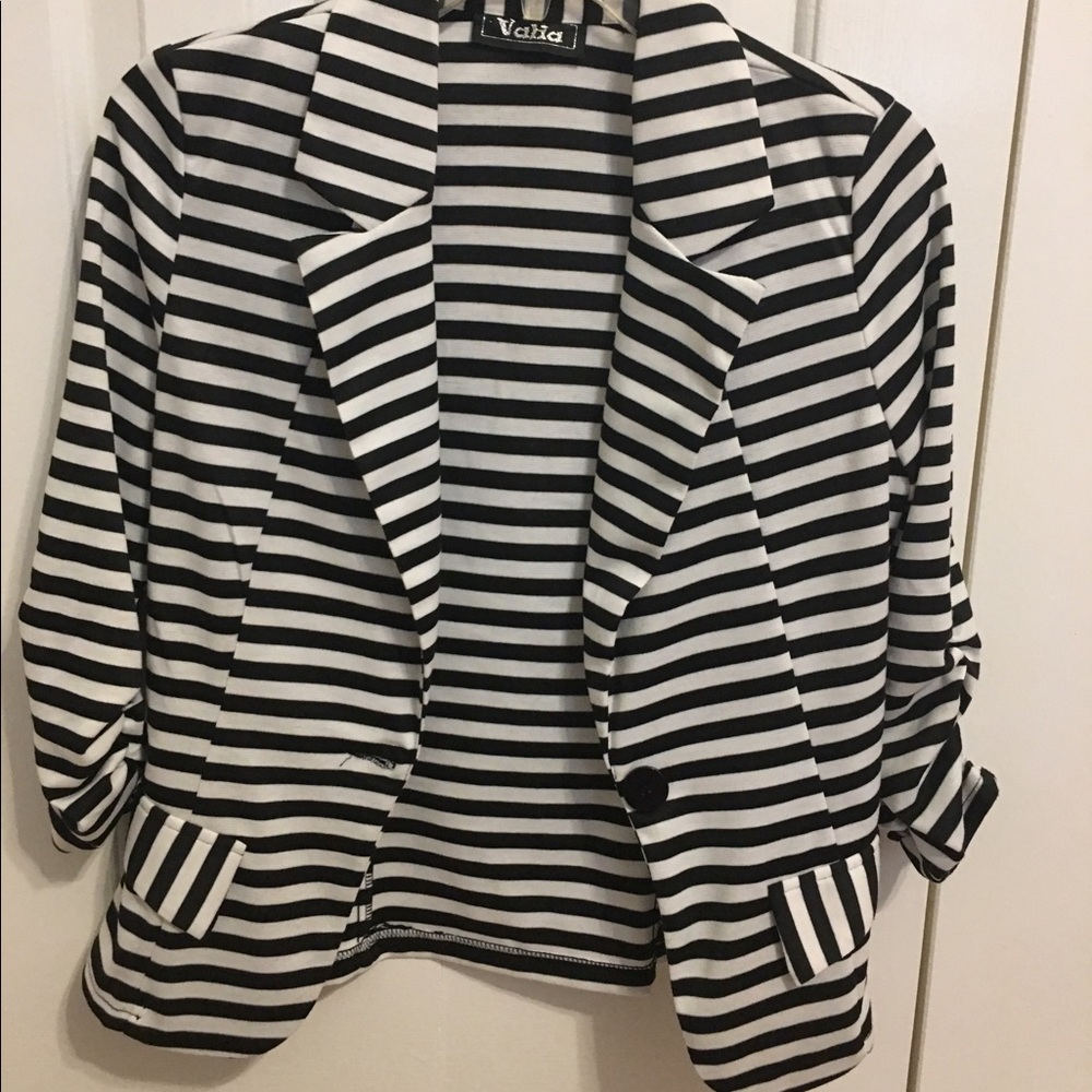 Black and white striped blazer