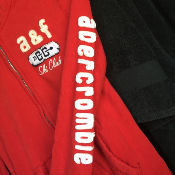 Abercrombie & Fitch Red Zip Up Sweatshirt - Picture 3 of 4