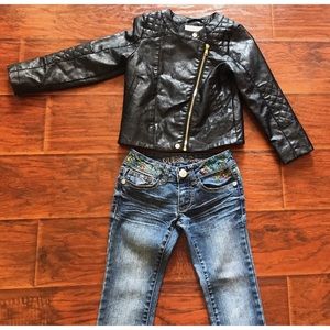 Girls H&M Black Faux Leather Biker Jacket Like New