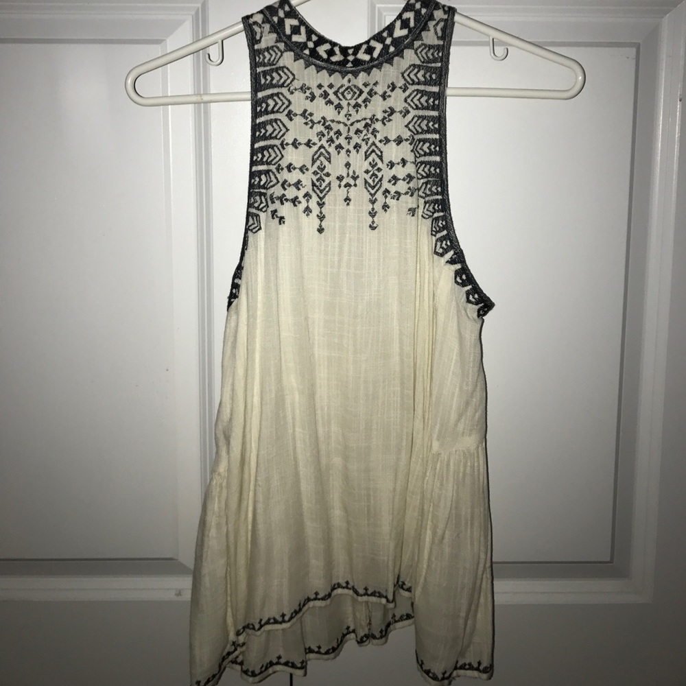 High neck embroidered tank top