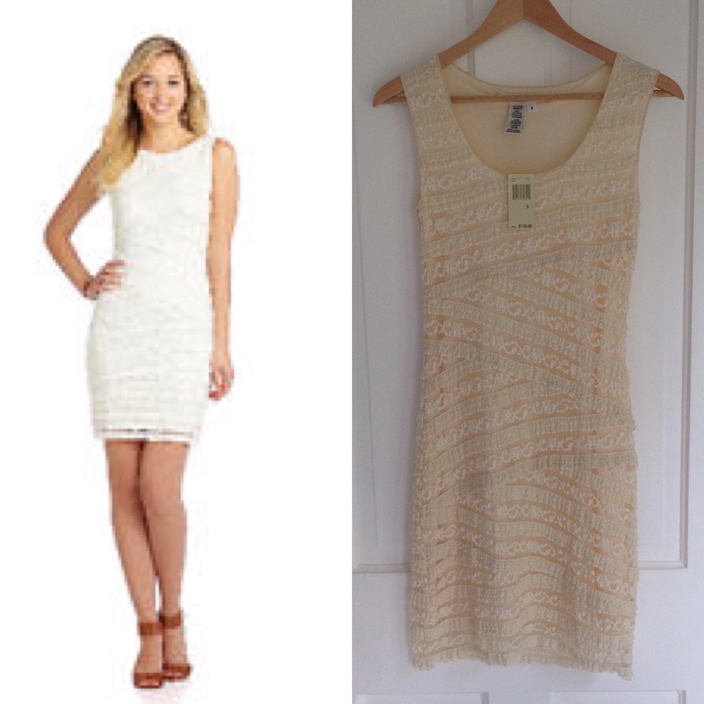 NWT Max Studio Ivory Tiered Lace Dress