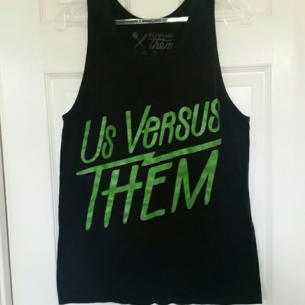 Men's "Us Versus Them" black tank top