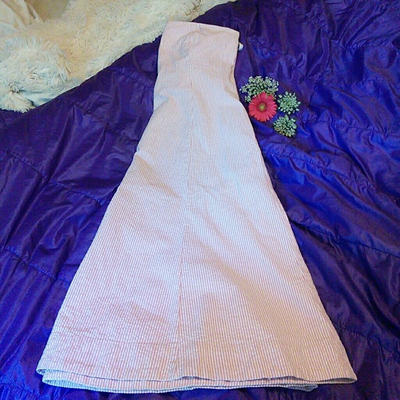 Gap pin striped cotton  strapless dress - Picture 1 of 5