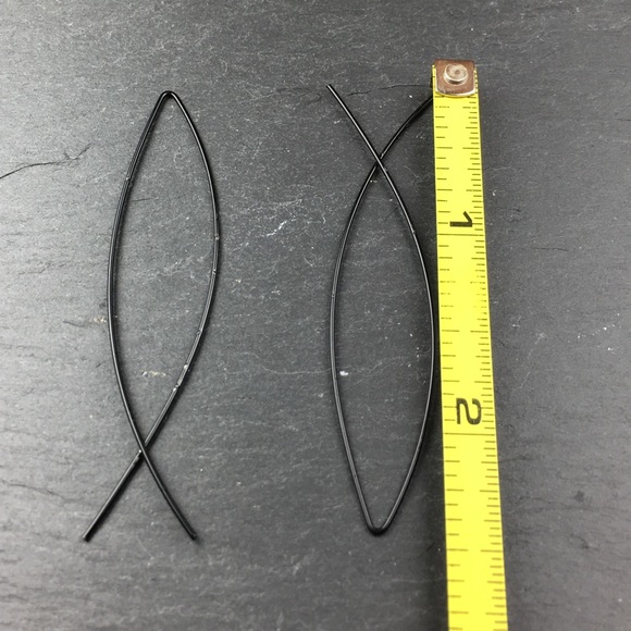 Last One ))) Black Hoop Earrings - Picture 5 of 8