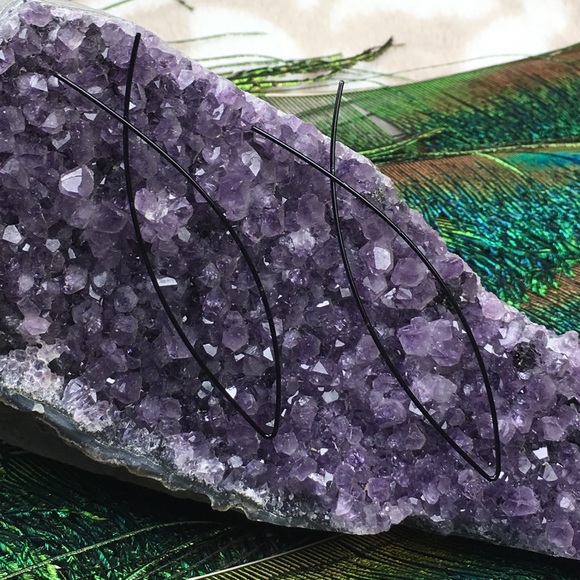 Last One ))) Black Hoop Earrings - Picture 7 of 8