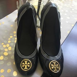 Tory Burch patent leather flats Dark Blue Sz 10.5