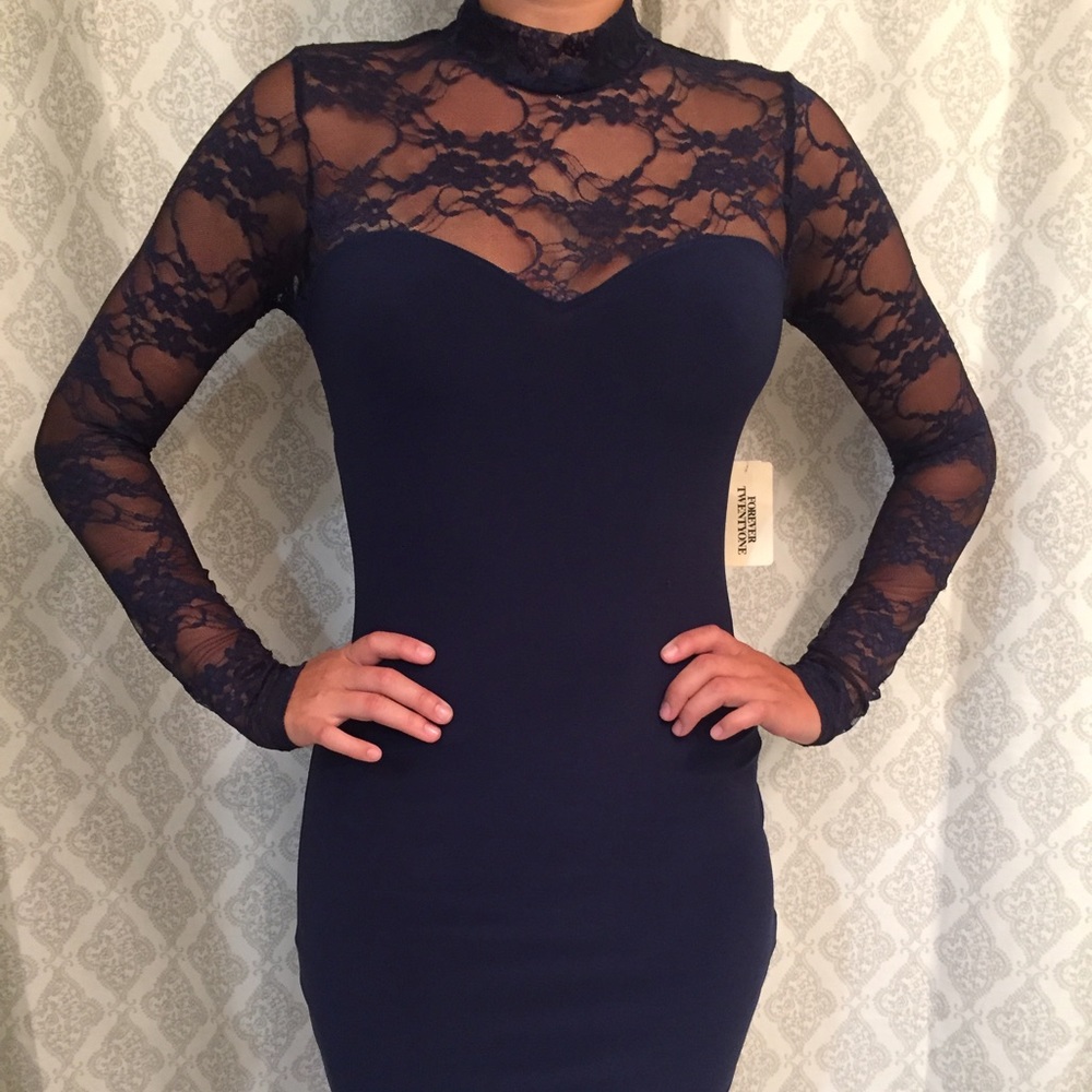 NWT. Forever 21. Medium. Blue Lace CocktailDress.