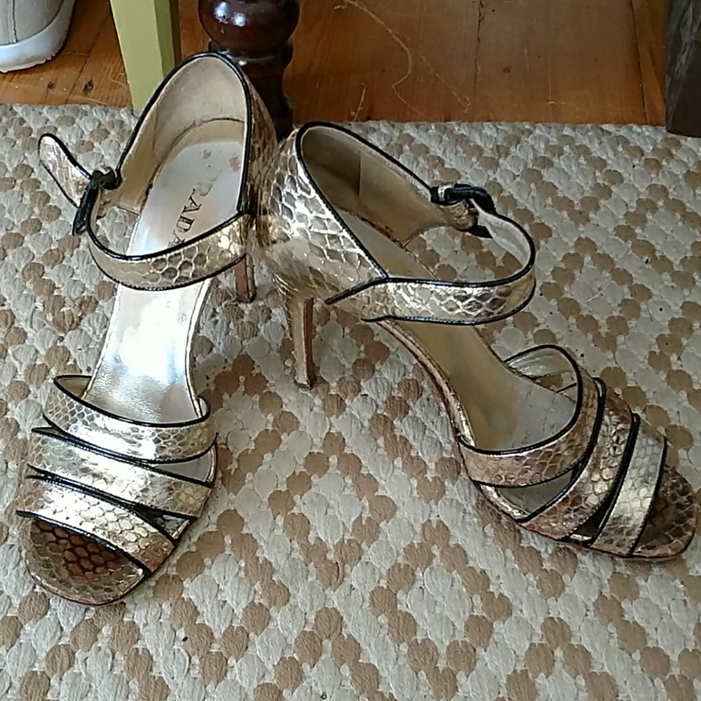 Gold Prada heels