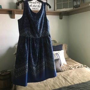 Blue and white printed dress