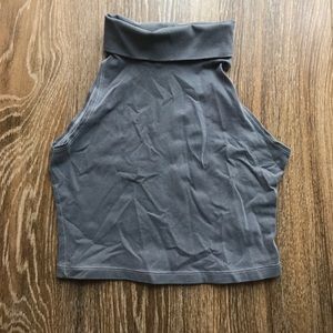 Gray American Apparel Crop Top Turtleneck Top