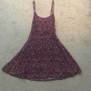 purple floral open back Garage sundress