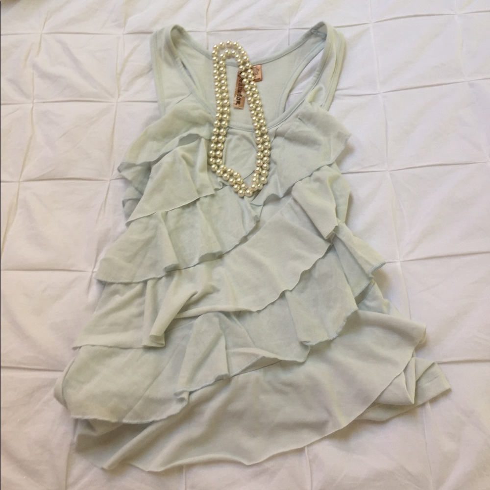 Light blue ruffle top