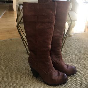 Brown leather boots