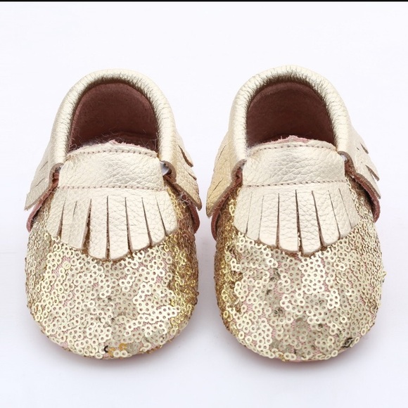 gold sequin baby shoes