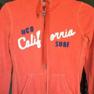 Orange Hollister Zip Up Sweatshirt