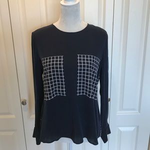 Theory Navy Blue checkered blouse