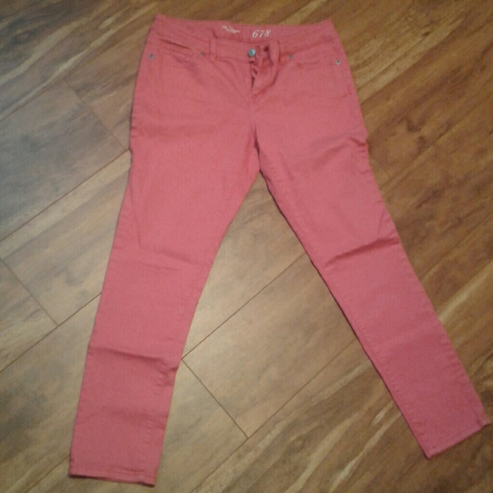 Coral skinny jeans