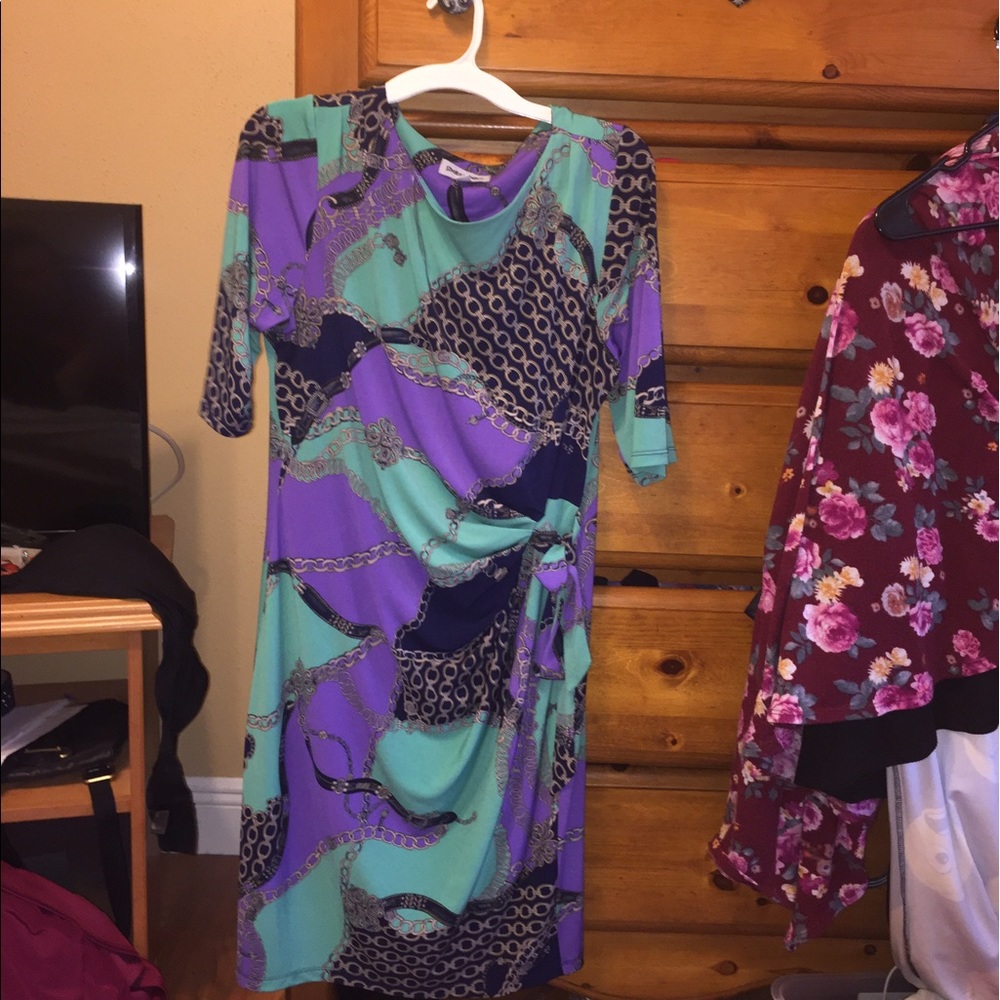 Teal and purple dress