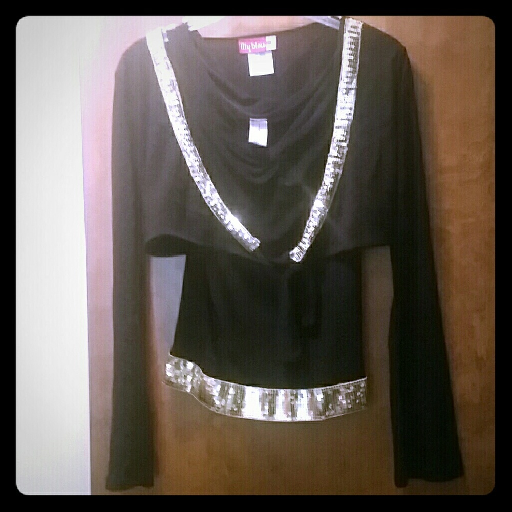 Black with gold sequins top set