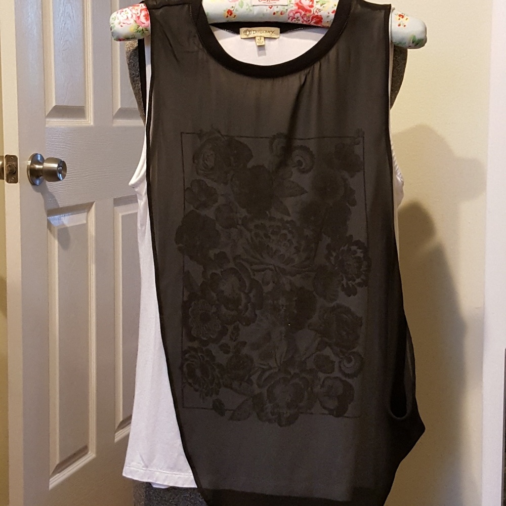 Democracy Black and White Sheer Top